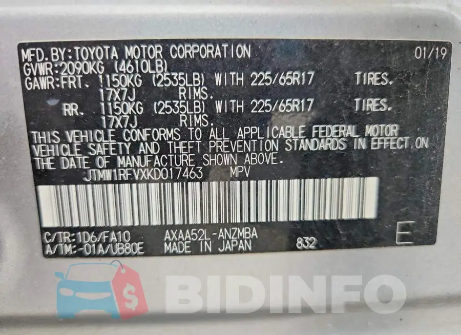JTMW1RFVXKD017463 Photo# 12