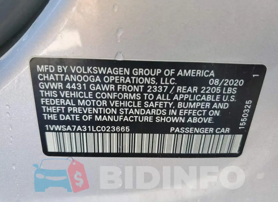 1VWSA7A31LC023665 Photo# 12