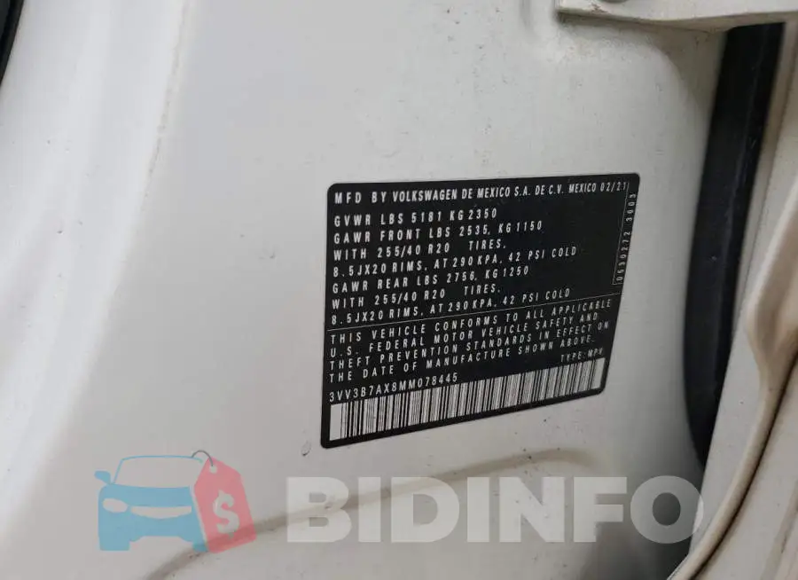 3VV3B7AX8MM078445 Photo# 12