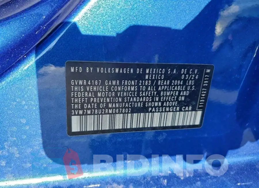 3VW7M7BU2RM067802 Photo# 12