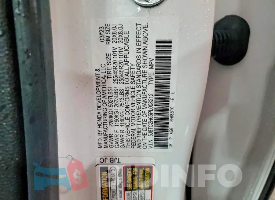 5J8TC2H65PL008212 Photo# 14