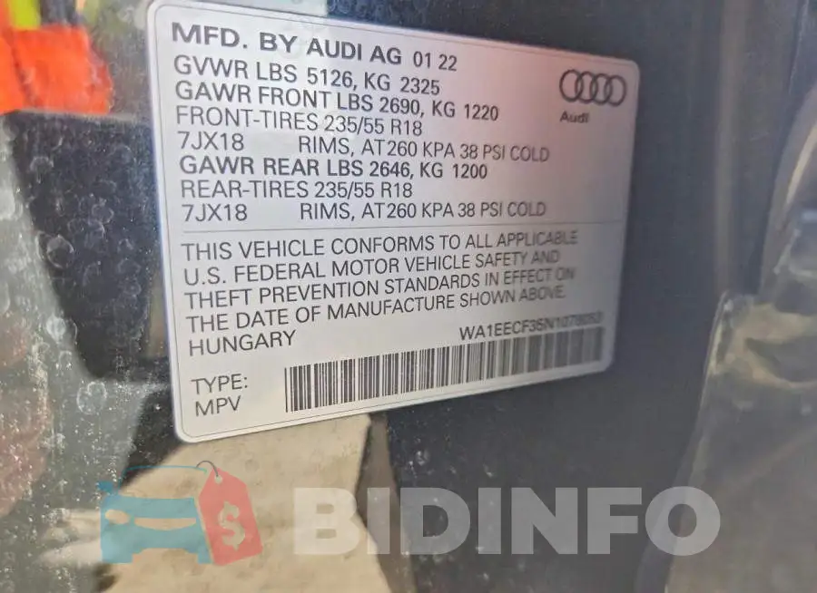 WA1EECF35N1078053 Photo# 13