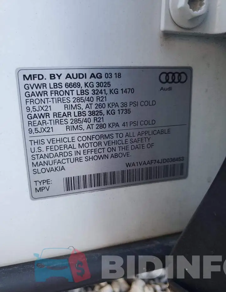 WA1VAAF74JD036453 Photo# 13