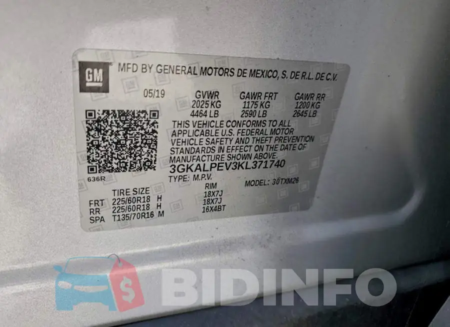 3GKALPEV3KL371740 Photo# 13