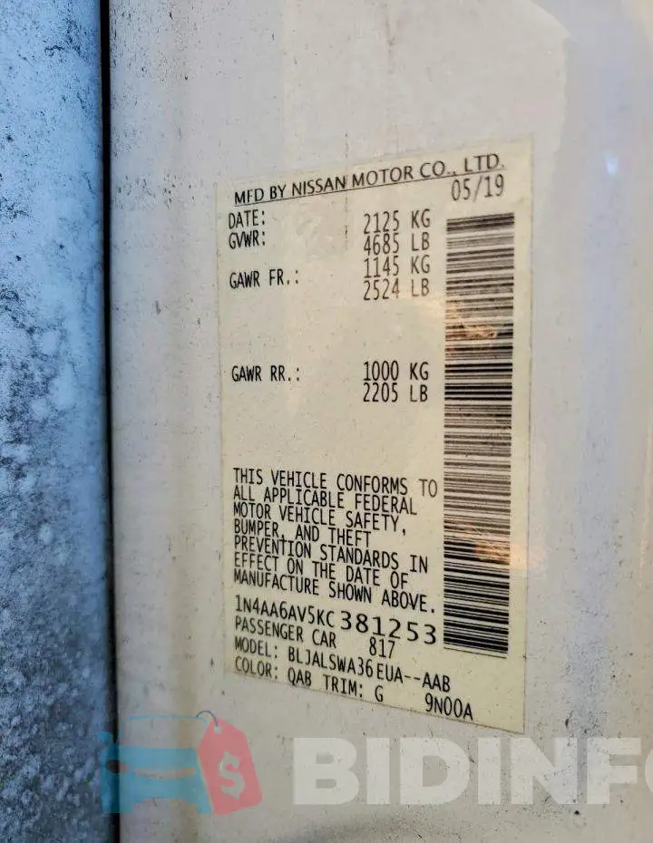 1N4AA6AV5KC381253 Photo# 12