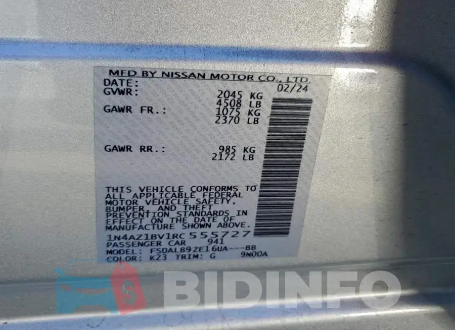 1N4AZ1BV1RC555727 Photo# 12