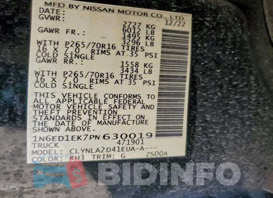 1N6ED1EK7PN630019 Photo# 13
