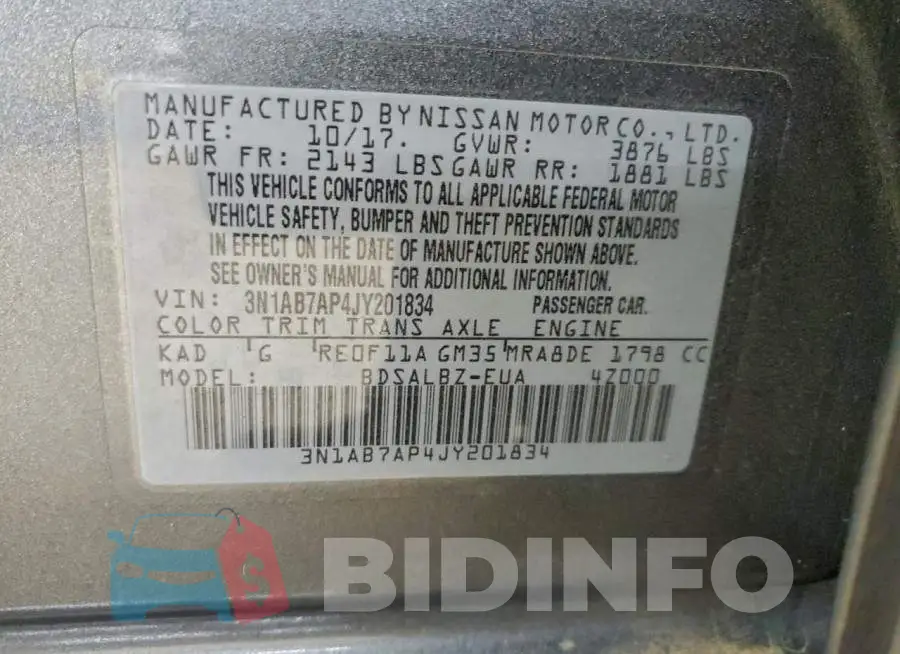 3N1AB7AP4JY201834 Photo# 12