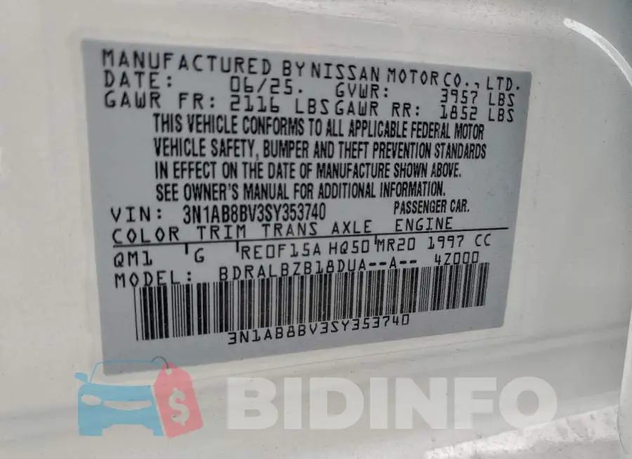 3N1AB8BV3SY353740 Photo# 12