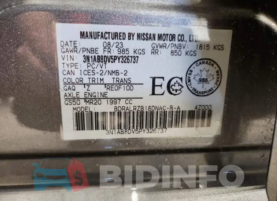 3N1AB8DV5PY326737 Photo# 13