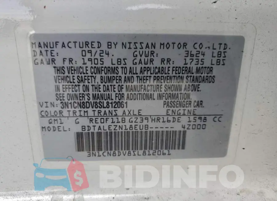3N1CN8DV8SL812061 Photo# 12