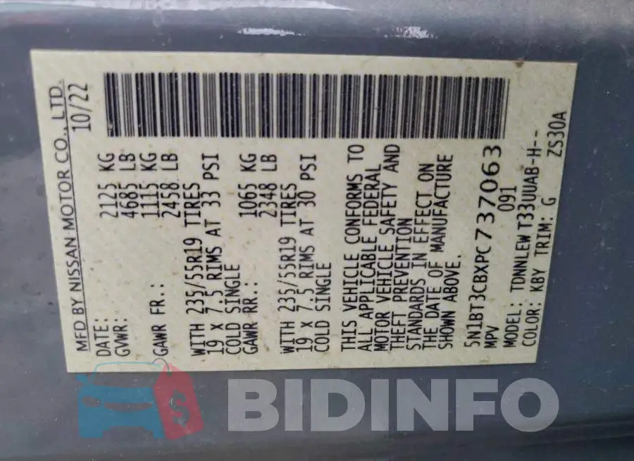 5N1BT3CBXPC737063 Photo# 13