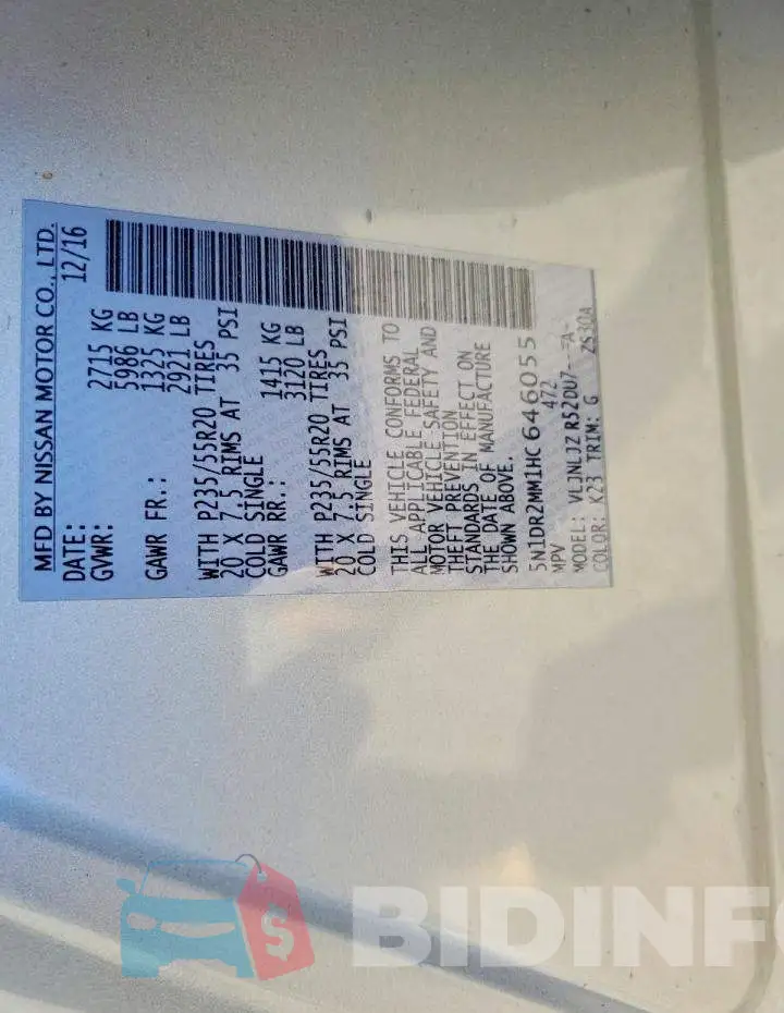 5N1DR2MM1HC646055 Photo# 13
