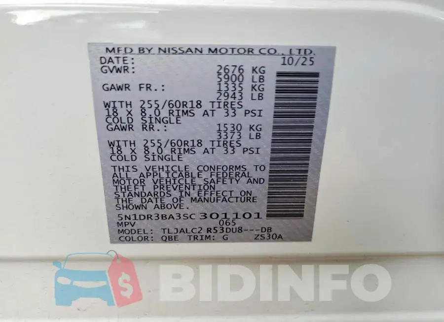 5N1DR3BA3SC301101 Photo# 13