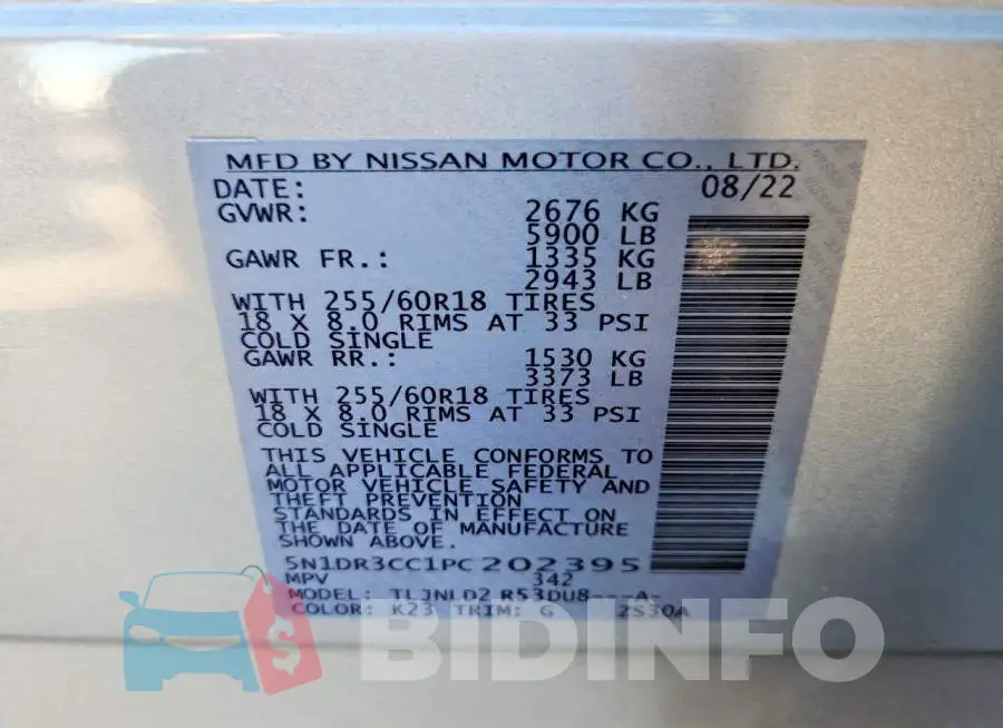 5N1DR3CC1PC202395 Photo# 13