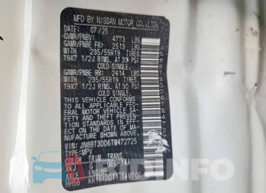 JN8BT3DD6TW472725 Photo# 14