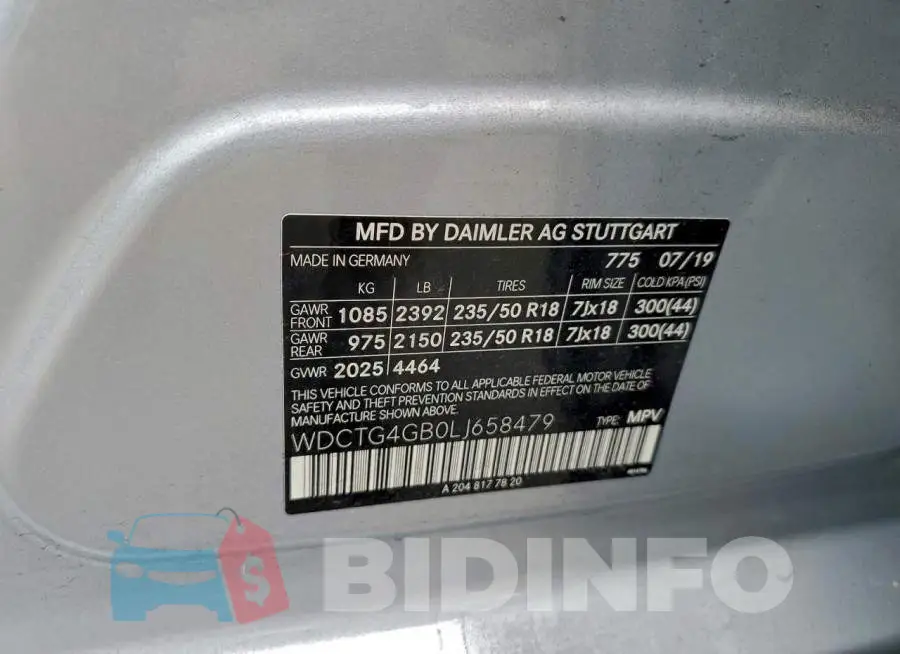 WDCTG4GB0LJ658479 Photo# 13