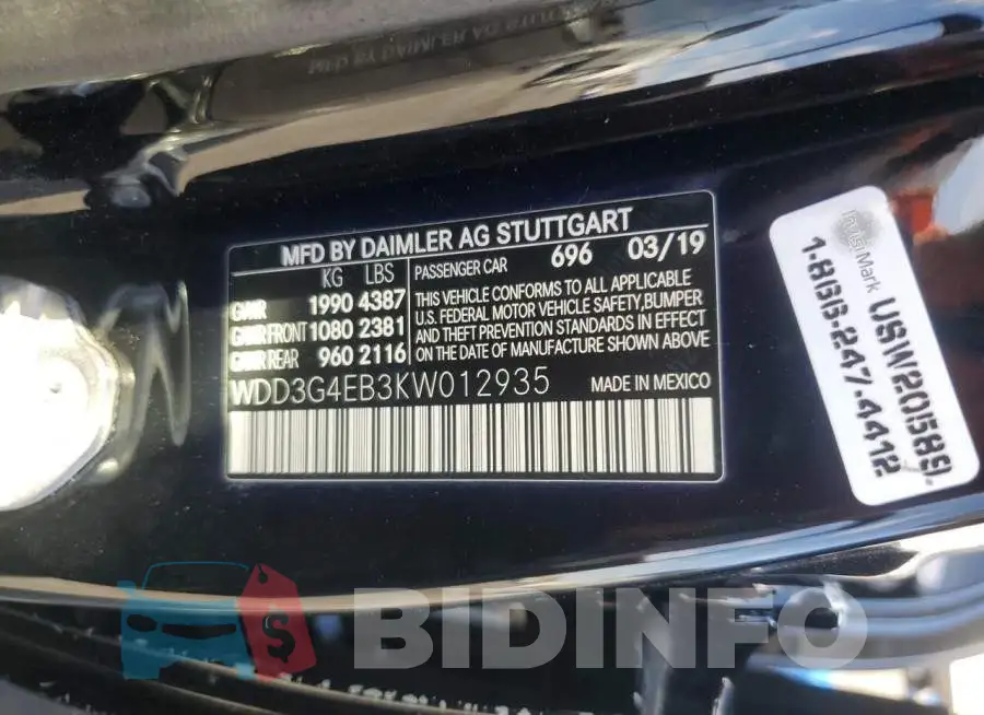 WDD3G4EB3KW012935 Photo# 12