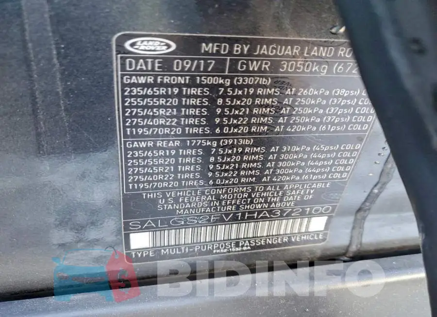 SALGS2FV1HA372100 Photo# 13