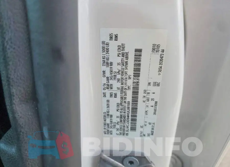 5LMCJ3D94HUL08189 Photo# 13