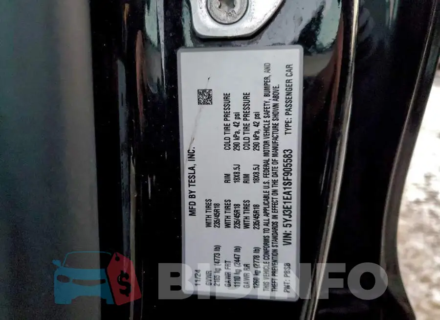 5YJ3E1EA1SF905583 Photo# 12