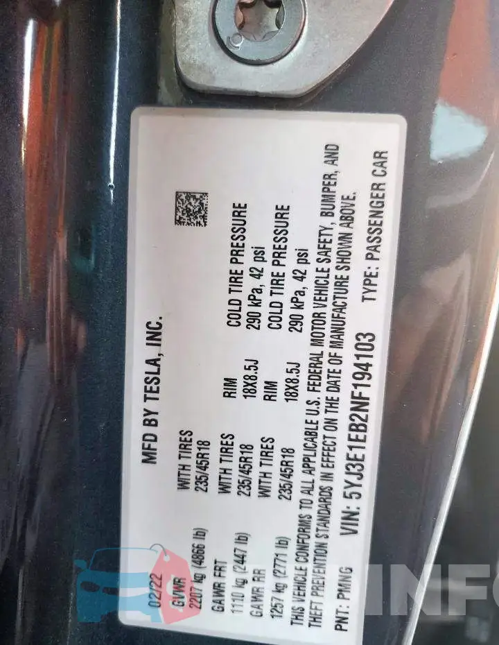5YJ3E1EB2NF194103 Photo# 12