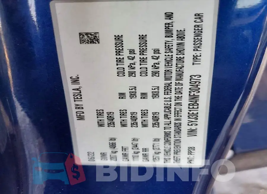 5YJ3E1EB4NF304973 Photo# 12