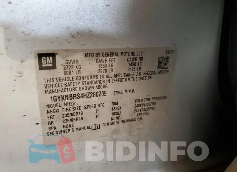 1GYKNBRS4HZ280209 Photo# 12