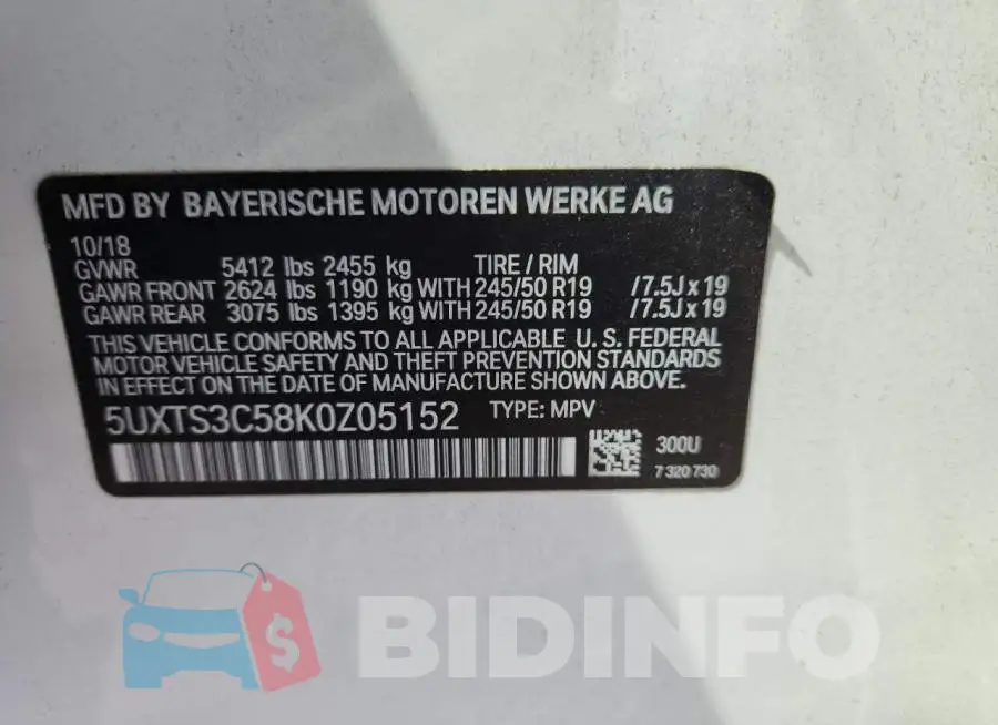5UXTS3C58K0Z05152 Photo# 13