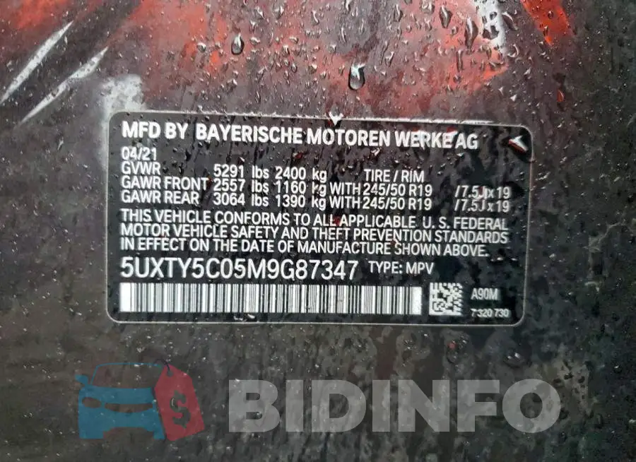 5UXTY5C05M9G87347 Photo# 13