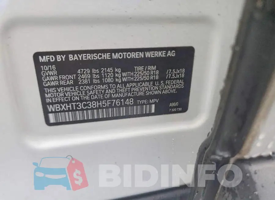 WBXHT3C38H5F76148 Photo# 14