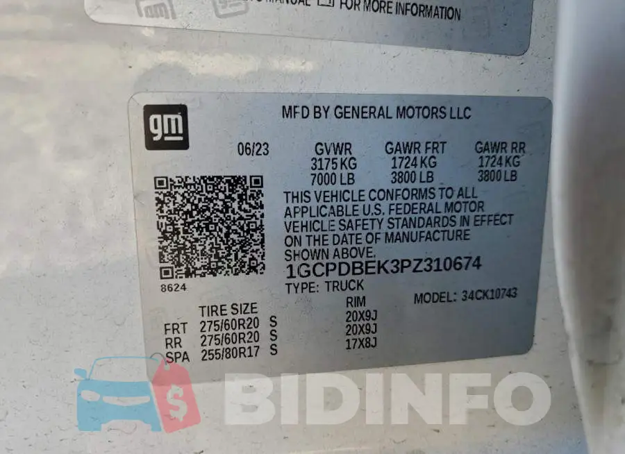 1GCPDBEK3PZ310674 Photo# 12