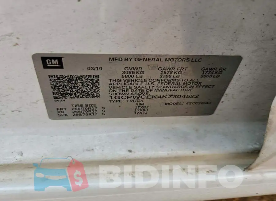 1GCPWCEK4KZ304522 Photo# 12