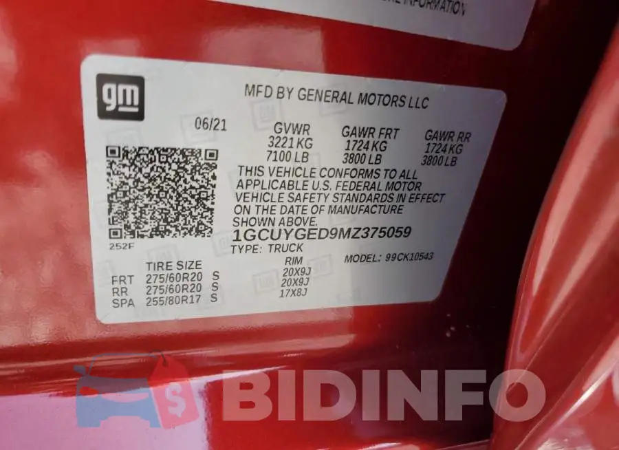 1GCUYGED9MZ375059 Photo# 12