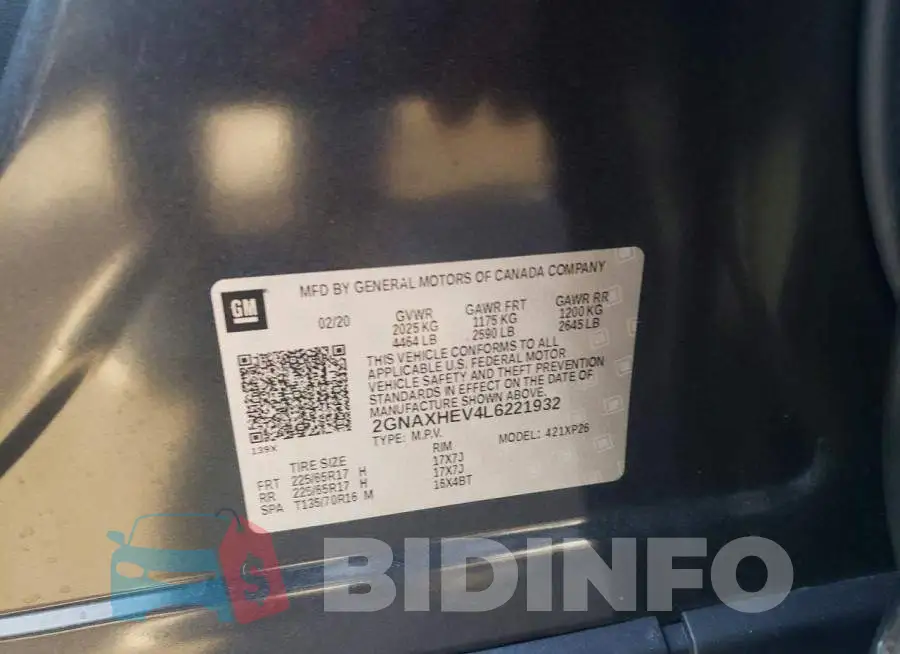 2GNAXHEV4L6221932 Photo# 14