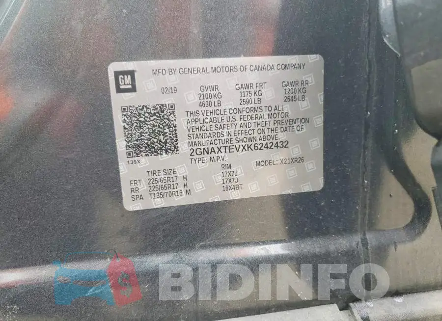2GNAXTEVXK6242432 Photo# 12