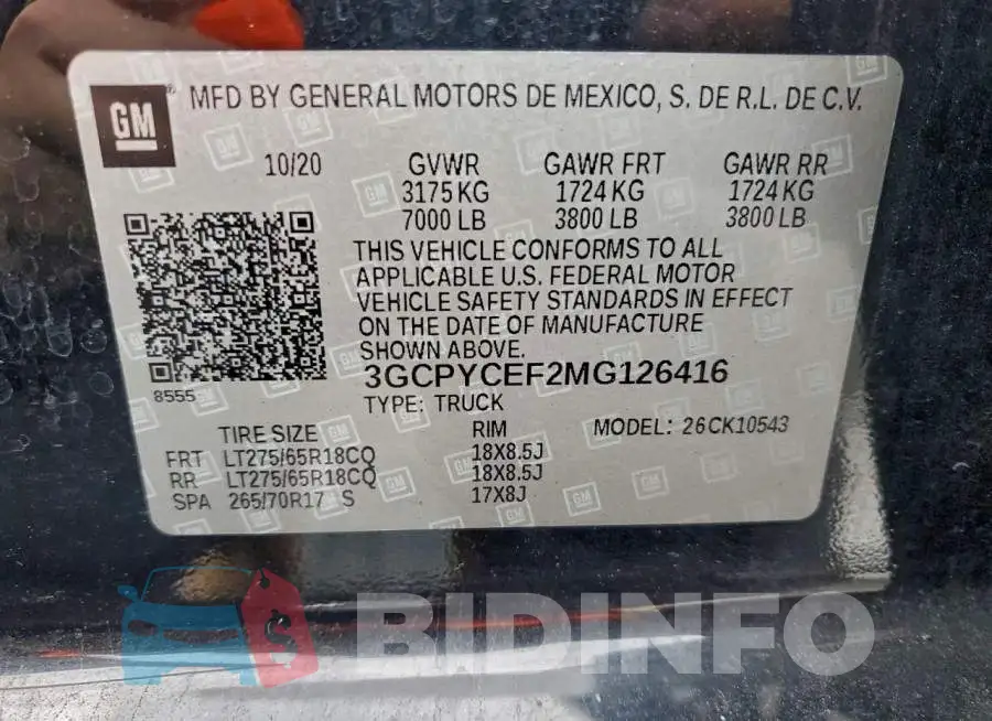 3GCPYCEF2MG126416 Photo# 12