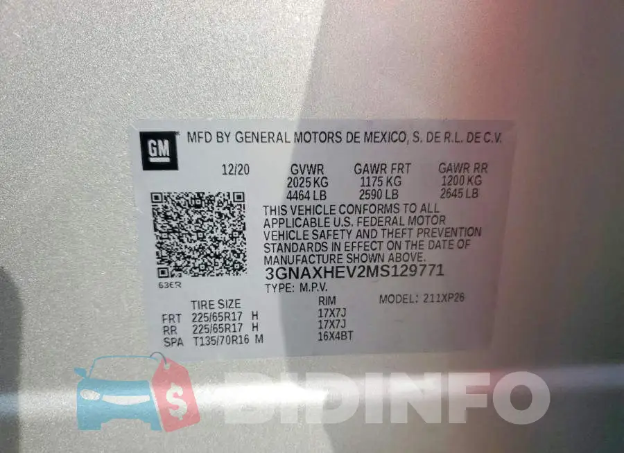 3GNAXHEV2MS129771 Photo# 12