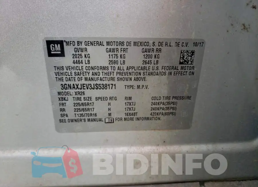 3GNAXJEV3JS538171 Photo# 13