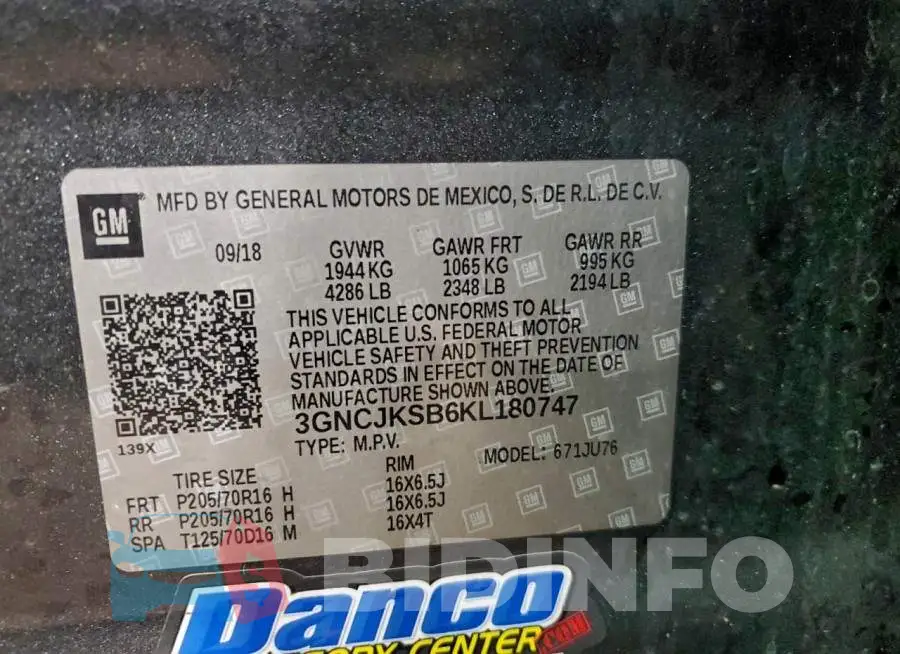 3GNCJKSB6KL180747 Photo# 13