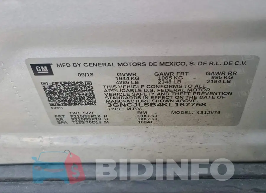 3GNCJLSB4KL167758 Photo# 13