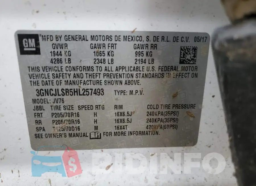 3GNCJLSB5HL257493 Photo# 14