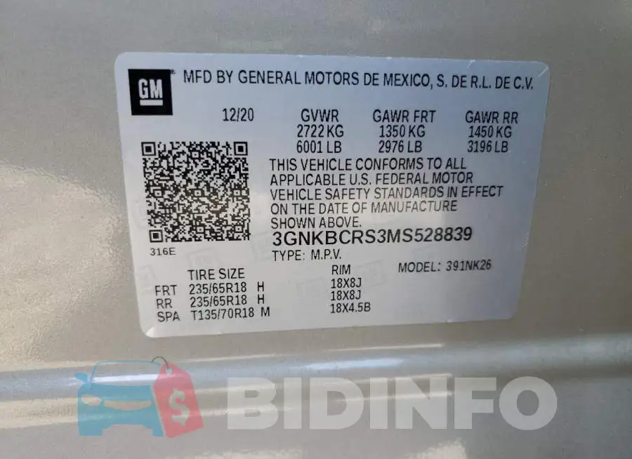 3GNKBCRS3MS528839 Photo# 14