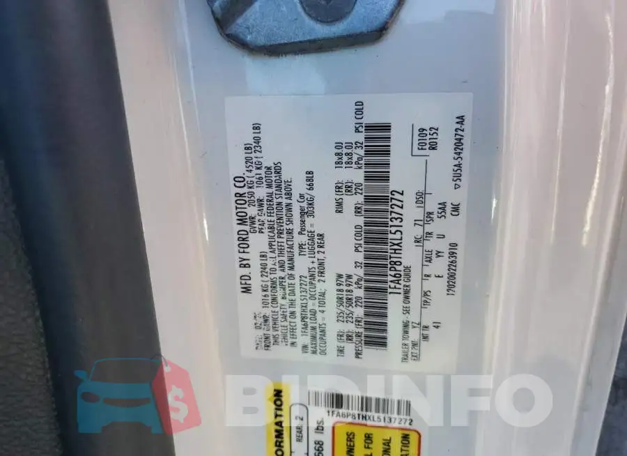 1FA6P8THXL5137272 Photo# 12