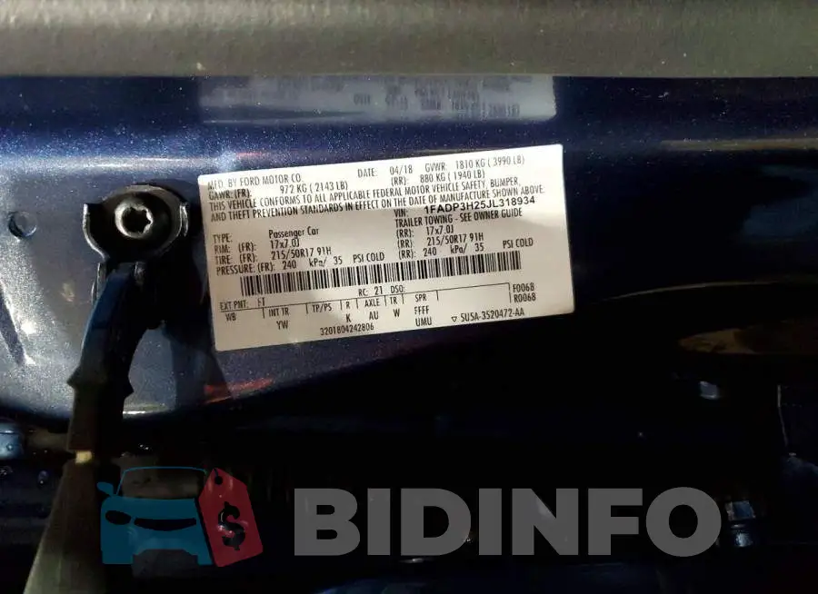 1FADP3H25JL318934 Photo# 12