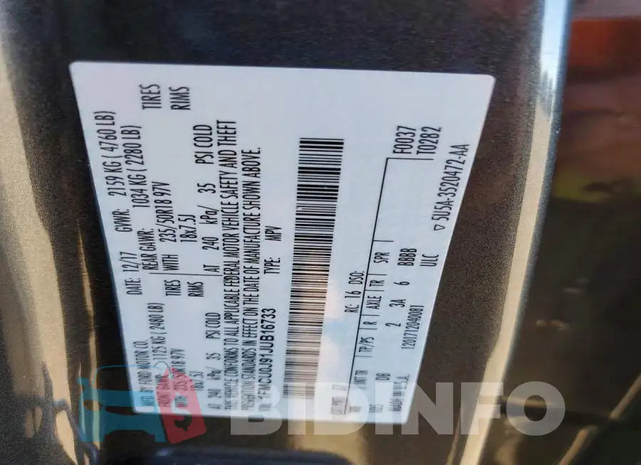 1FMCU0J91JUB16733 Photo# 12