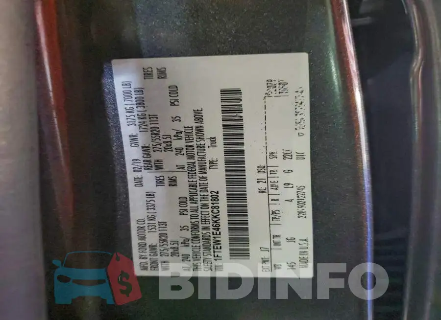 1FTEW1E46KKC81802 Photo# 13