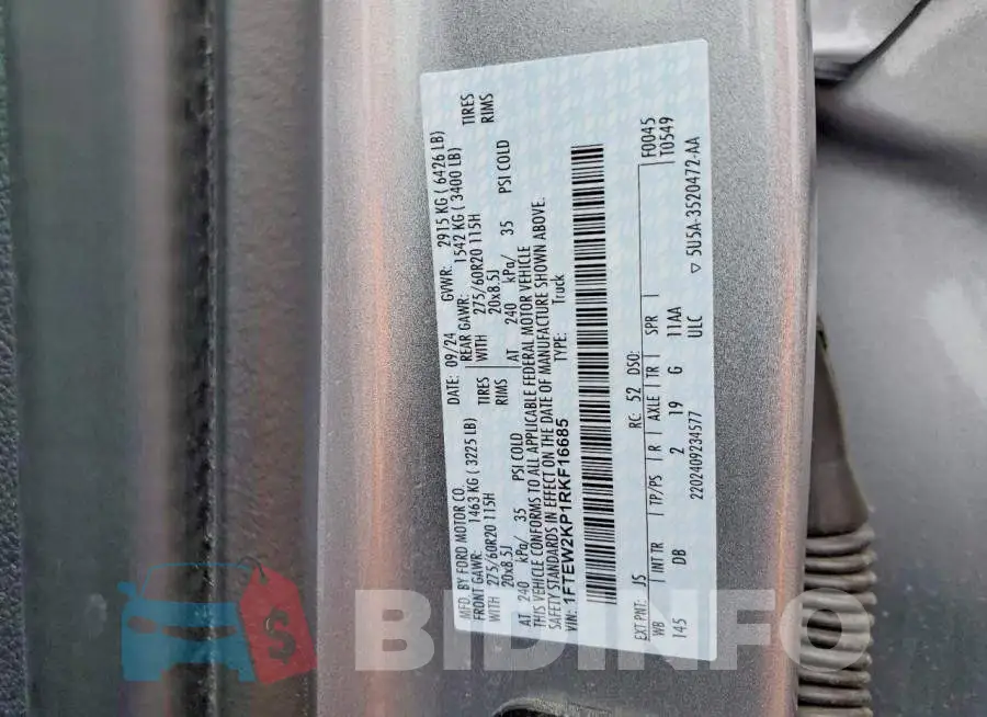 1FTEW2KP1RKF16685 Photo# 12