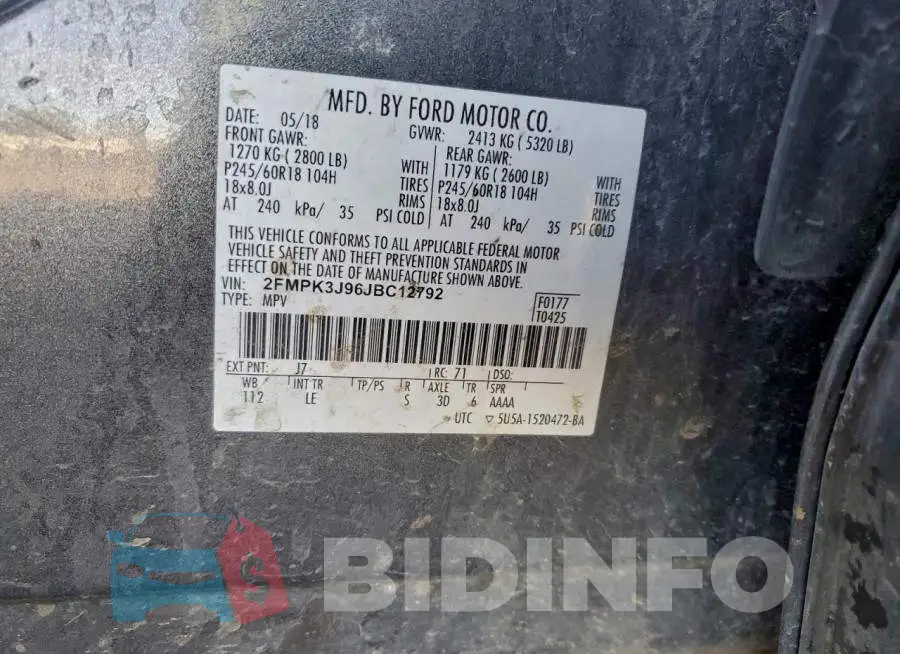 2FMPK3J96JBC12792 Photo# 13