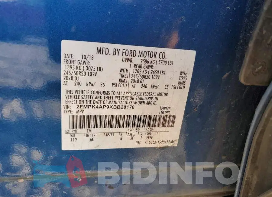 2FMPK4AP9KBB28178 Photo# 13